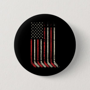 Teich Hockeyspieler Amerikanische Flagge Shinny  Button