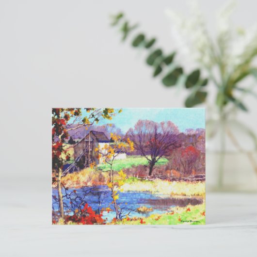 Teich in Old Lyme, Conneticut Postkarte (Stehend Vorderseite)