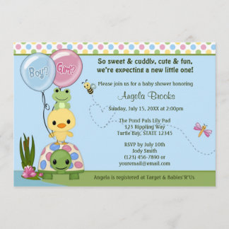 Teich-Kumpel-Enten-Babyparty-Einladungs-Frosch #2 Einladung