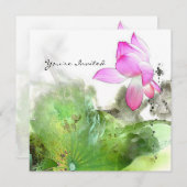 TEICH LOTUS L Chinese-Bürsten-Malerei-Kunst Einladung (Vorne/Hinten)