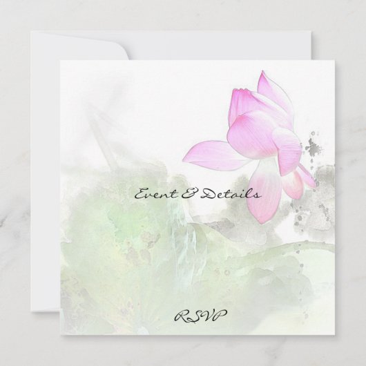 TEICH LOTUS L Chinese-Bürsten-Malerei-Kunst Einladung (Rückseite)