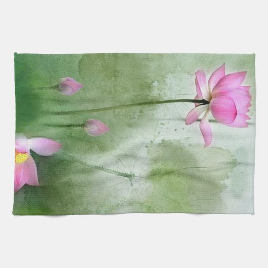 TEICH LOTUS L Chinese-Bürsten-Malerei-Kunst Handtuch (Horizontal)