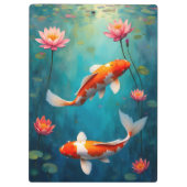 Teich mit Koi und Seerosen Klemmbrett (Rückseite)
