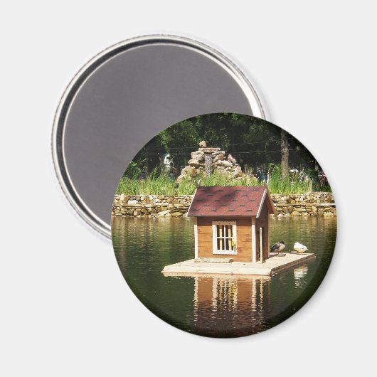 Teich mit Vogelhaus Magnet (Vorderseite/Rückseite)