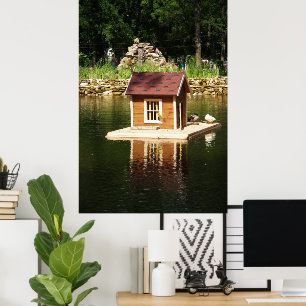 Teich mit Vogelhaus Poster