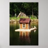 Teich mit Vogelhaus Poster (Vorne)