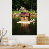 Teich mit Vogelhaus Poster (Küche)