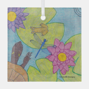 Teich Szene - Glas Ornament Ornament Aus Glas