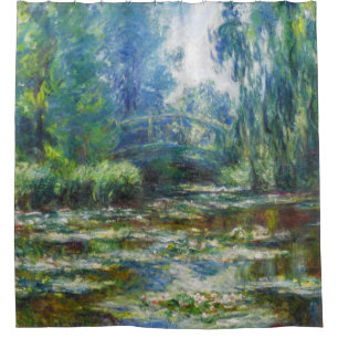 Teich u. japanische Brücke Monet schöne Kunst Duschvorhang