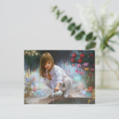 Teich und Mädchen Postkarte (Stehend Vorderseite)