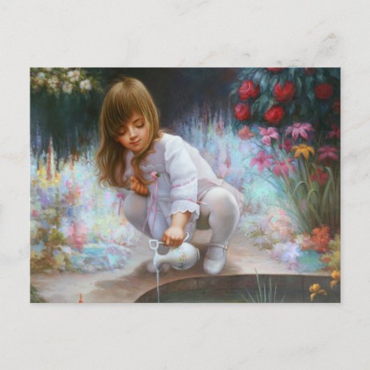 Teich und Mädchen Postkarte (Vorderseite)