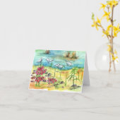 Teich-Vogel-Aquarell-Natur-Kunst-freier Raum Karte (Gelbe Blume)