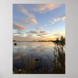 Teich-Wasserlandschaft-Sonnenuntergang-Foto-Poster Poster