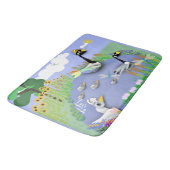 Teiches im Cartoon mit Gänsen und Enten Badematte (Schrägansicht)
