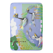 Teiches im Cartoon mit Gänsen und Enten Badematte (Vorderseite Vertikal)