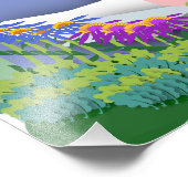 Teiches im Cartoon mit Gänsen und Enten Fotodruck (Ecke)