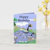 Teiches im Cartoon mit Gänsen und Enten Karte (Gelbe Blume)
