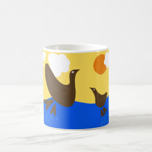 Teichhuhn und Küken Kaffeetasse