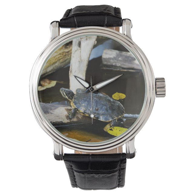 Teichschildkröte in freier Wildbahn Armbanduhr (Vorderseite)
