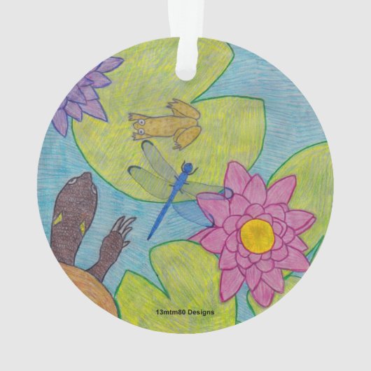 Teichszene - Acrylschmuck Ornament (Rückseite)