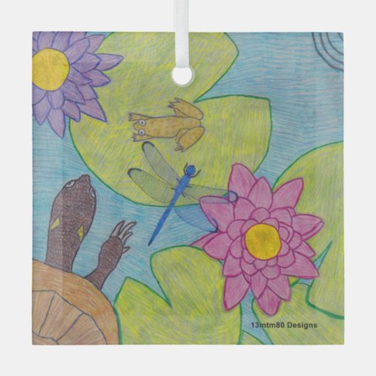 Teichszene - Glasverzierung Ornament Aus Glas (Vorderseite)