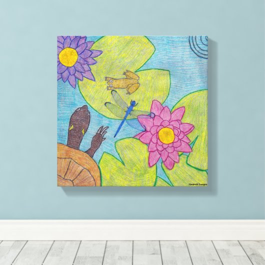 Teichszene (schwarz) - Leinwand Art (Insitu (Holzboden))