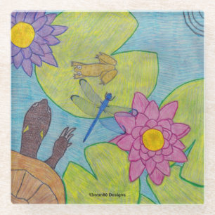 Teichszene - Untersetzer aus Glas