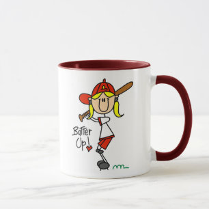 Teig oben! Softball-Strichmännchen-Tasse Tasse