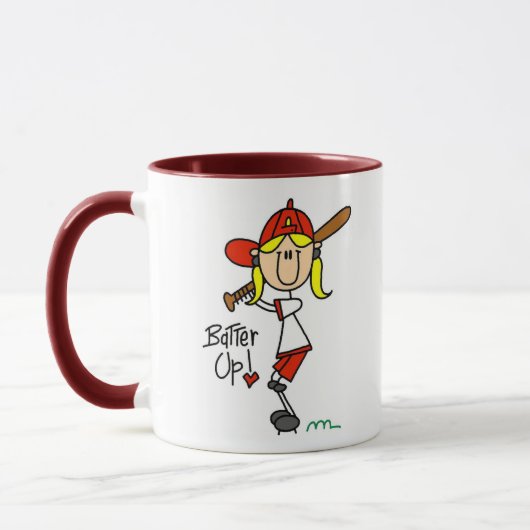 Teig oben! Softball-Strichmännchen-Tasse Tasse (Links)