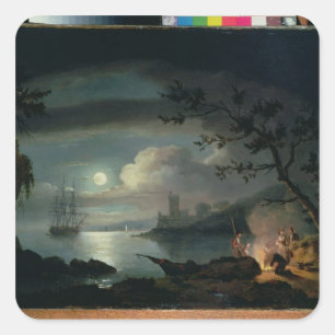 Teignmouth durch Mondschein Quadratischer Aufkleber