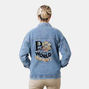 Teil des Textes der Niedliche Tiere meines Planete Jeansjacke