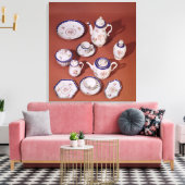 Teil eines Worcester mit Monogramm Teeservice Leinwanddruck (Insitu (Wohnzimmer))
