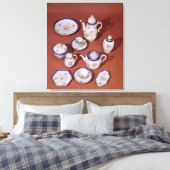 Teil eines Worcester mit Monogramm Teeservice Leinwanddruck (Insitu (Schlafzimmer))