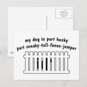 Teil Husky Teil Zaun-Jumper Postkarte (Vorne/Hinten)
