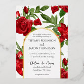 Teil II Liebliche Red Double Arch Wedding Real Folieneinladung (Vorderseite)