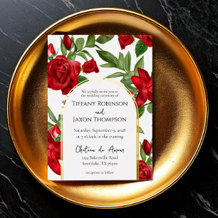 Teil II Liebliche Red Double Arch Wedding Real Folieneinladung