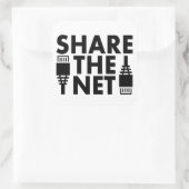 Teile das Netz Quadratischer Aufkleber (Tasche)