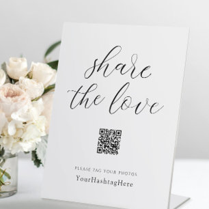 Teile die Liebe Hochzeits-Hashtag-Schild Elegant Sockelschild