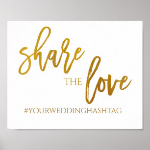 Teile die Liebe Hochzeitsschild 8 x 10 Goldfol Poster