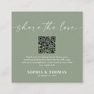 Teile die Liebe QR-Code-Hochzeitsfoto-Sharing Begleitkarte