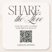 Teile die Liebe QR-Code-Hochzeitsuntersetzer Rechteckiger Pappuntersetzer (Vorderseite)