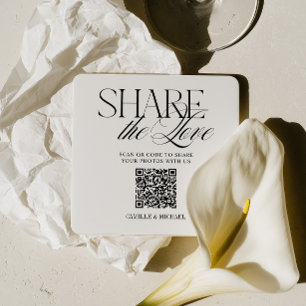 Teile die Liebe QR-Code-Hochzeitsuntersetzer Rechteckiger Pappuntersetzer