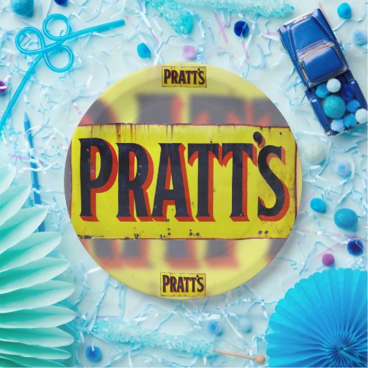 Teile, Vintages Emailzeichen. Pappteller (Party)