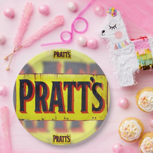 Teile, Vintages Emailzeichen. Pappteller (Party)