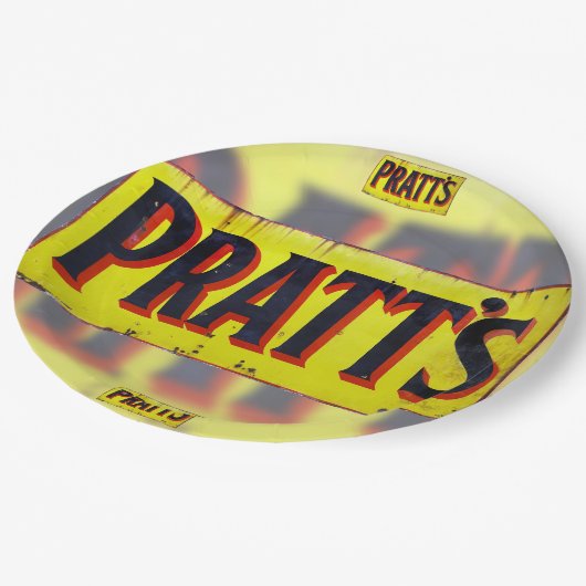 Teile, Vintages Emailzeichen. Pappteller (Schrägansicht)