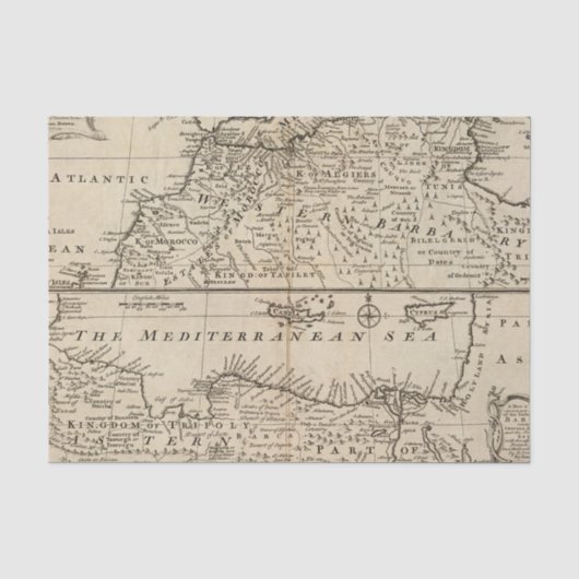 Teile von Barbary, Afrika Seidenpapier (Vorderseite)