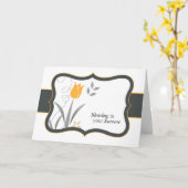 Teilen Ihres Beileids in Schwarz und Gold Karte (Gelbe Blume)