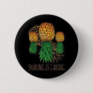 Teilen Ist Kümmern Ananas Hawaii Frucht Sommer Button