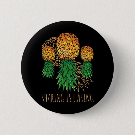 Teilen Ist Kümmern Ananas Hawaii Frucht Sommer Button (Vorderseite)