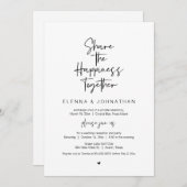 Teilen Sie das Glück, Schwarz, Hochzeitsfeier Einladung (Vorne/Hinten)